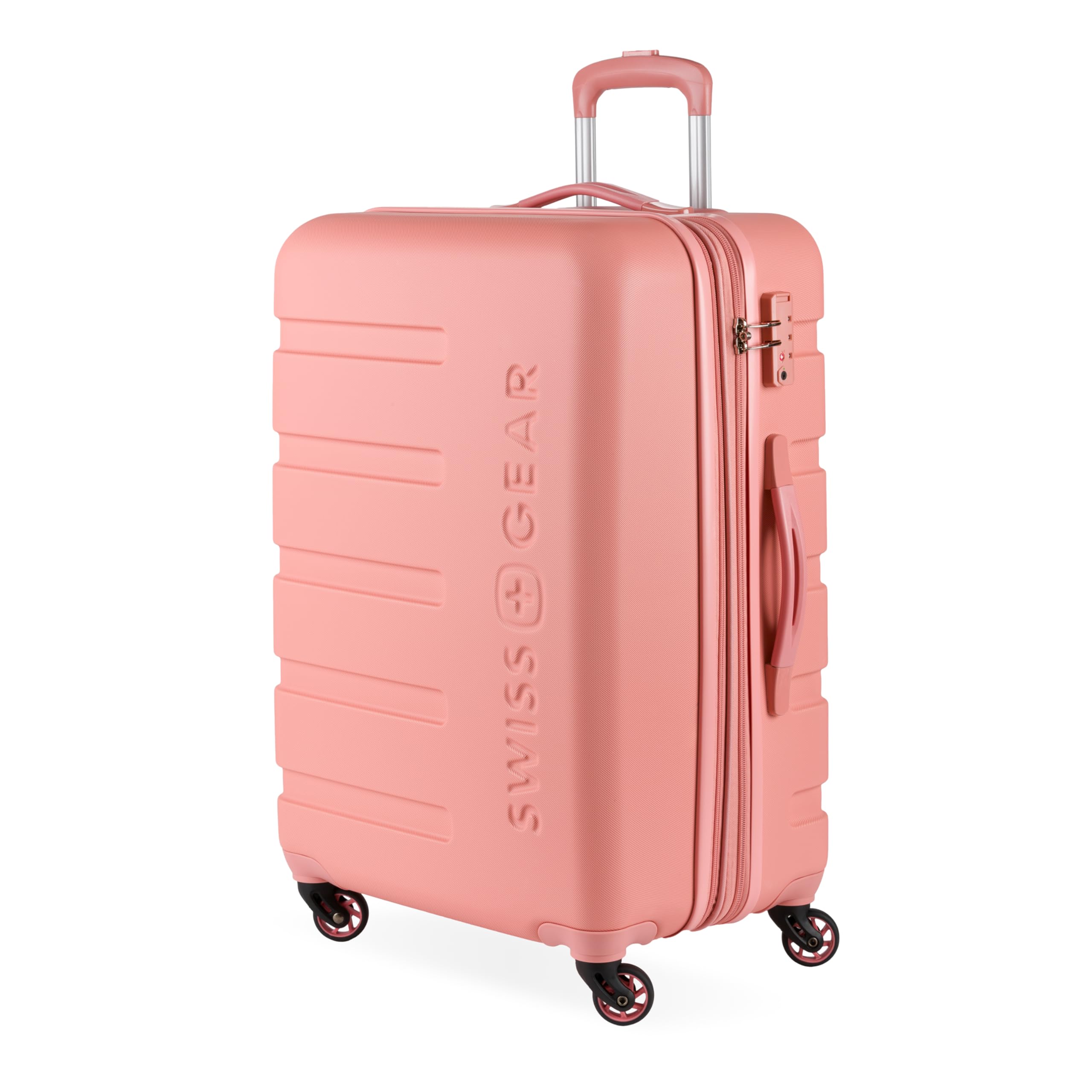 SwissGear 7366 Signature Hardside Expandable Luggage with Spinner Wheels, TSA Lock, Coral Almond, Checked-Medium 23-Inch