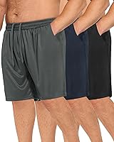 BOOJO Men's 3 Pack Quick Dry Athletic Shorts with Pockets - Black Gym Basketball Running Workout Shorts S-6XL