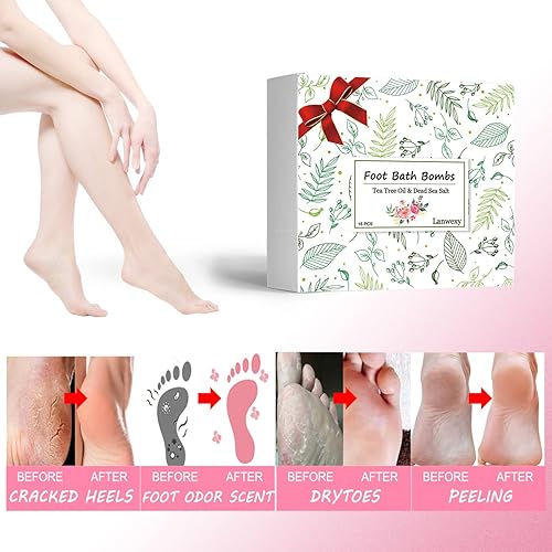 Miniatura 2 de Bombas de baño, paquete de 32 unidades de remojo de pies con sal de baño y aceite de árbol de té. Bolas de burbujas de aceite esencial puro de aroma
