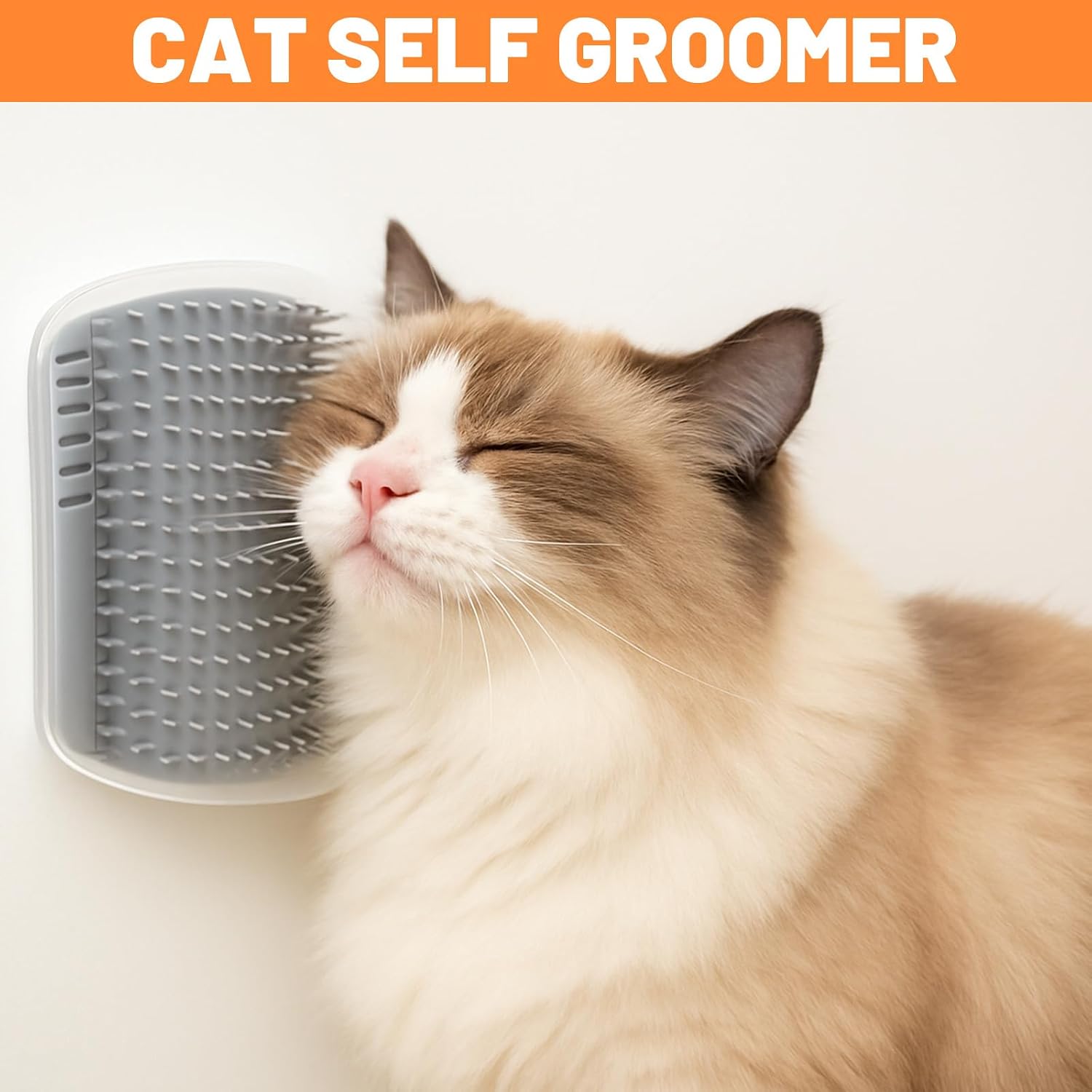 12 Pack Cat Self Groomer – Wall Corner Grooming Brushes for Cats and Small Pets – Soft Silicone Massage Brush for Shedding Control and Face Rubbing (Grey)
