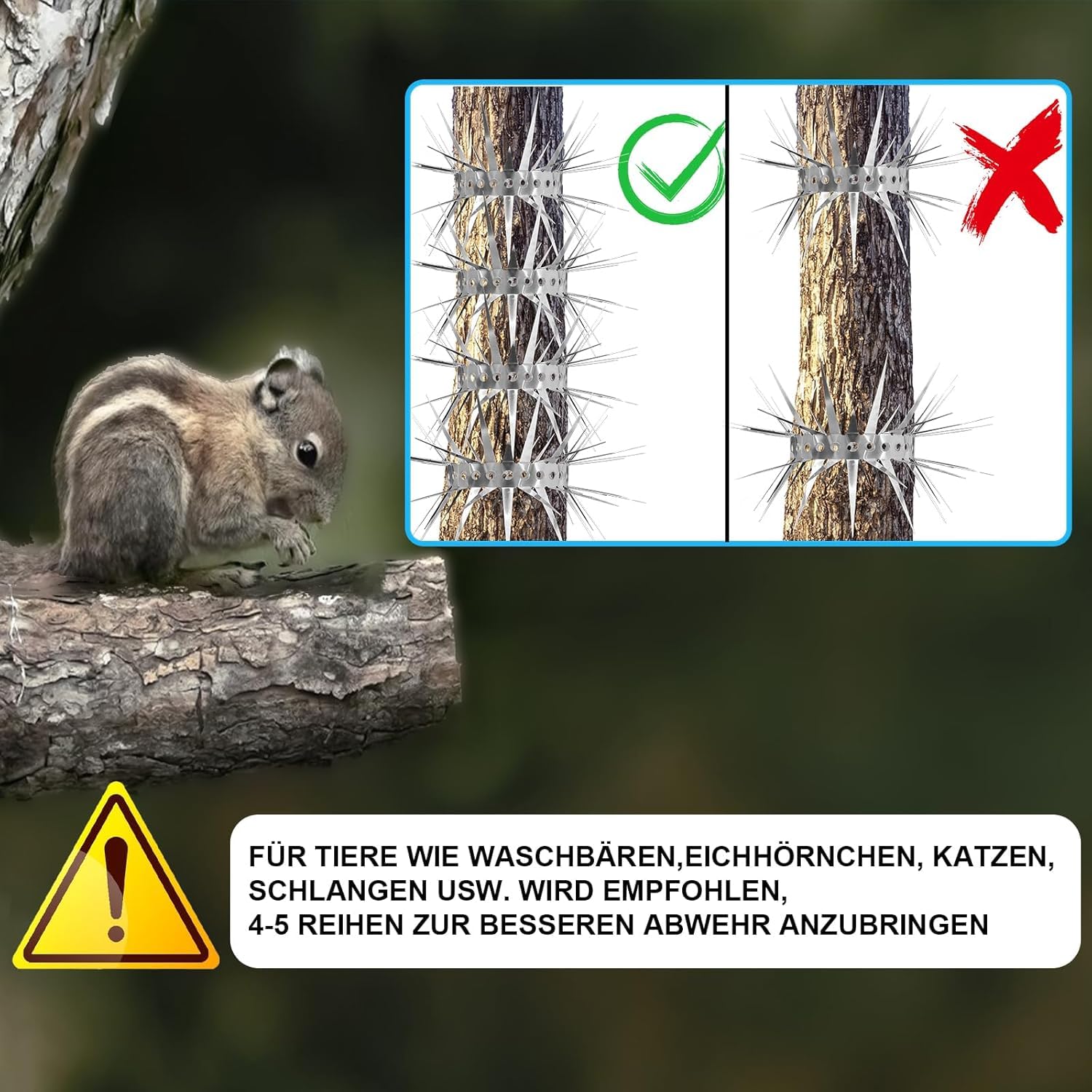 Marderabwehr,Taubenabwehr,Vogelabwehr-Spikes,4m Marderschreck für Fallrohr,Balkon,Dachrinne,zum Vertreiben von Eichhörnchen,Waschbären,Katzen,Verschlungene Dornen – optimaler Schutz