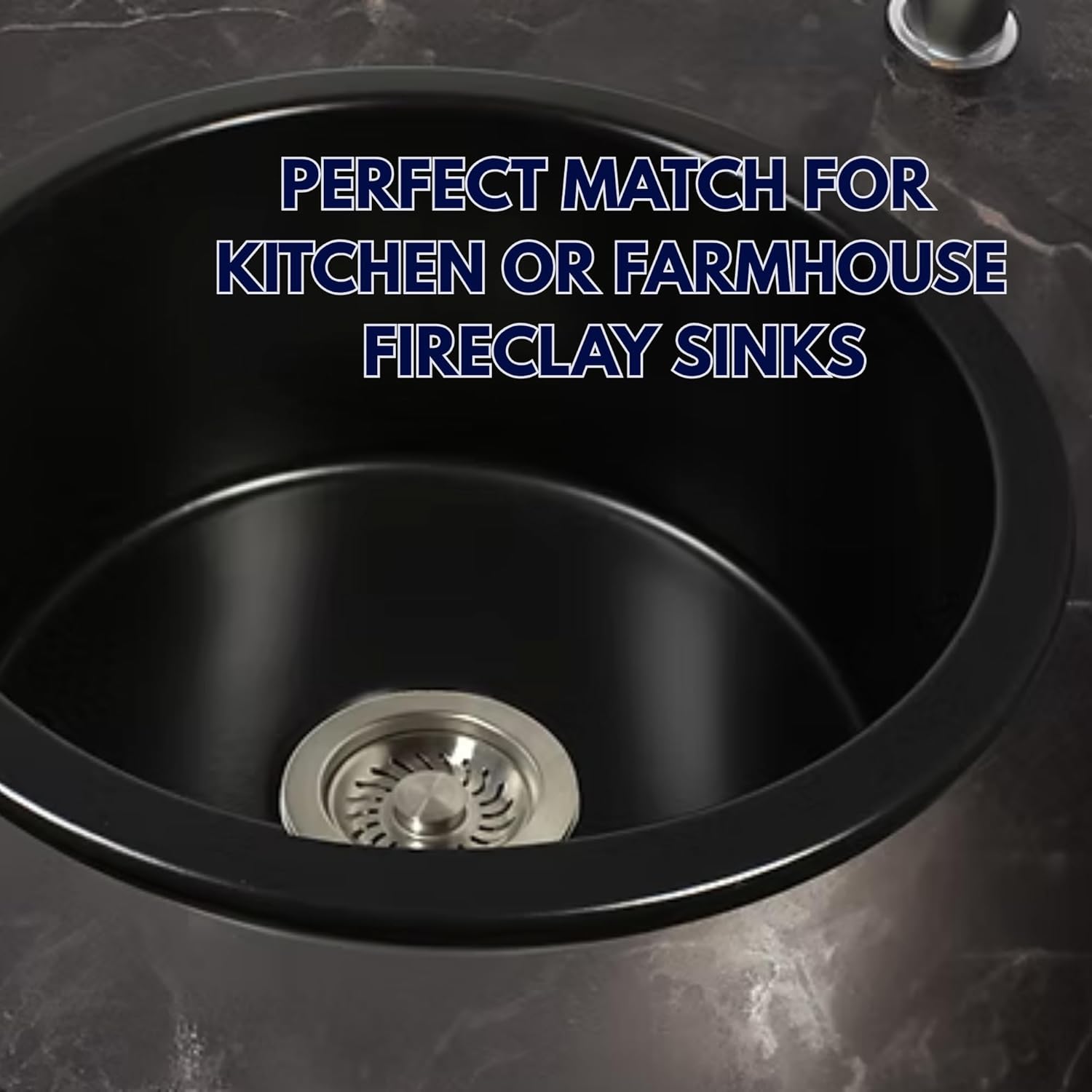 Nantucket Sinks 3-1/2 Kitchen Drain Assembly Kit for Fireclay Kitchen Sinks, with Basket Strainer, 304 Stainless Steel, Extended Ferrule, Made in Italy NS35L-EXT