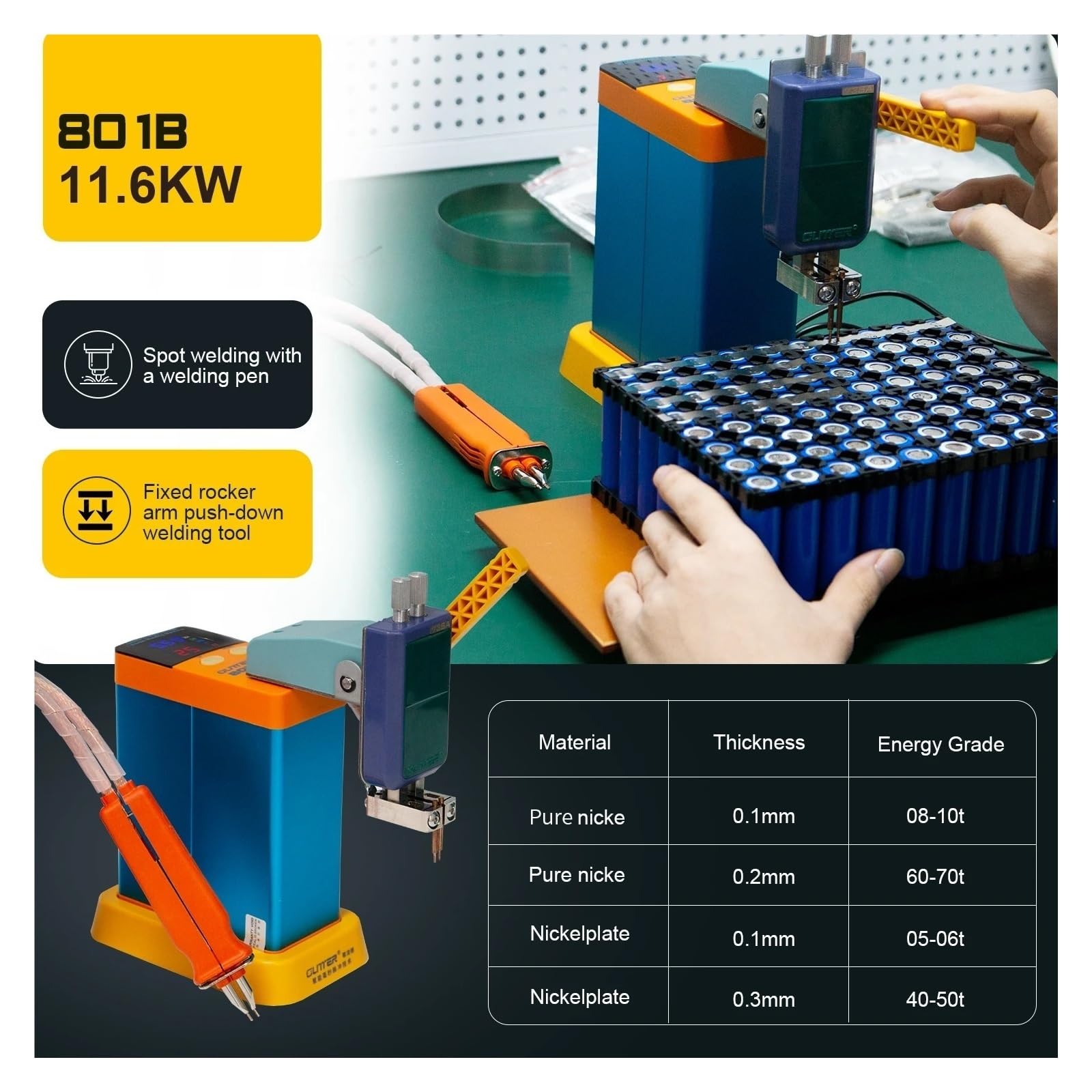 Stazione di saldatura, Saldatrice a punti con accumulo di energia 801B 11,6KW, impulso preciso for LiFePO4