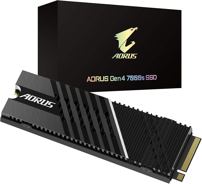 GIGABYTE AORUS Gen4 7000s SSD 2TB PCIe 4.0 NVMe M.2, disipador térmico de aluminio recubierto de nanocarbono, 3D TLC NAND, SSD- GP-AG70S2TB