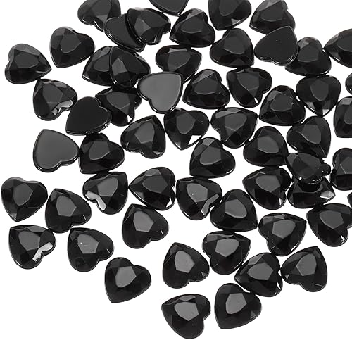 Miniatura 24 de MECCANIXITY 60 piezas de diamantes de imitación acrílicos de corazón de 0.59 pulgadas (0.591 in) con parte trasera plana, gemas de plástico