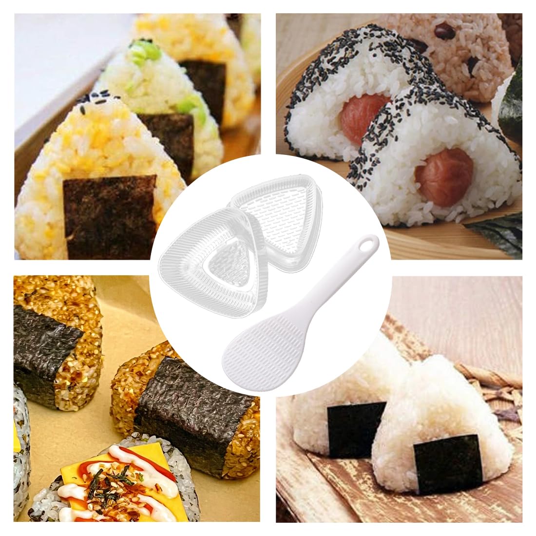 Set Per Onigiri Fai Da Te - 2 Stampini Per Riso + 100 Involucri Monouso + 100 Nastri Sigillanti, Per Sushi Bento E Snack Giapponesi