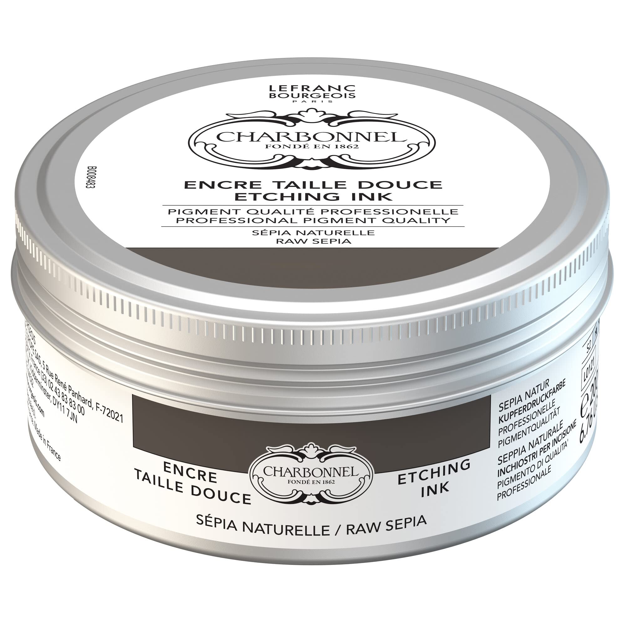 Lefranc Bourgeois Charbonnel Professional Etching Traditional Ink, 200ml (6.76-oz) Raw Sepia
