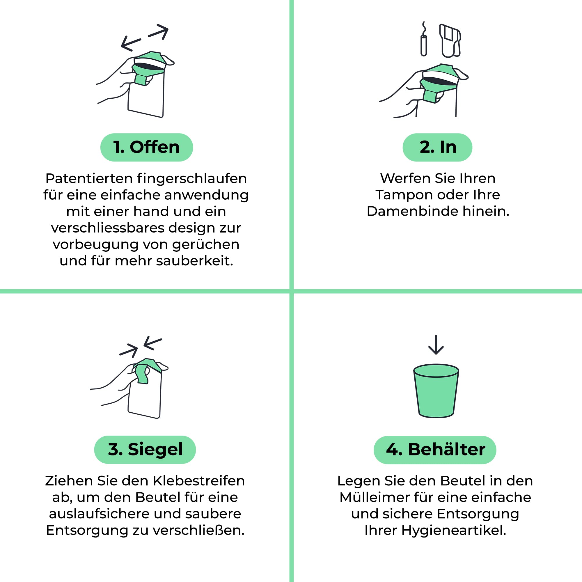 Fab Little Bag Hygienebeutel - zur Vorbeugung von Gerüchen & für eine saubere Handhabung - umweltfreundlich, verschließbar & ideal für Reisen - Nachfüllpack mit 200 Beuteln - NUR NACHFÜLLBEUTEL