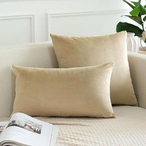 Miniatura 3 de OTOSTAR Paquete de 2 fundas de almohada decorativas de terciopelo suave de 18 x 18 pulgadas, fundas de cojín cuadradas sólidas para decoración del