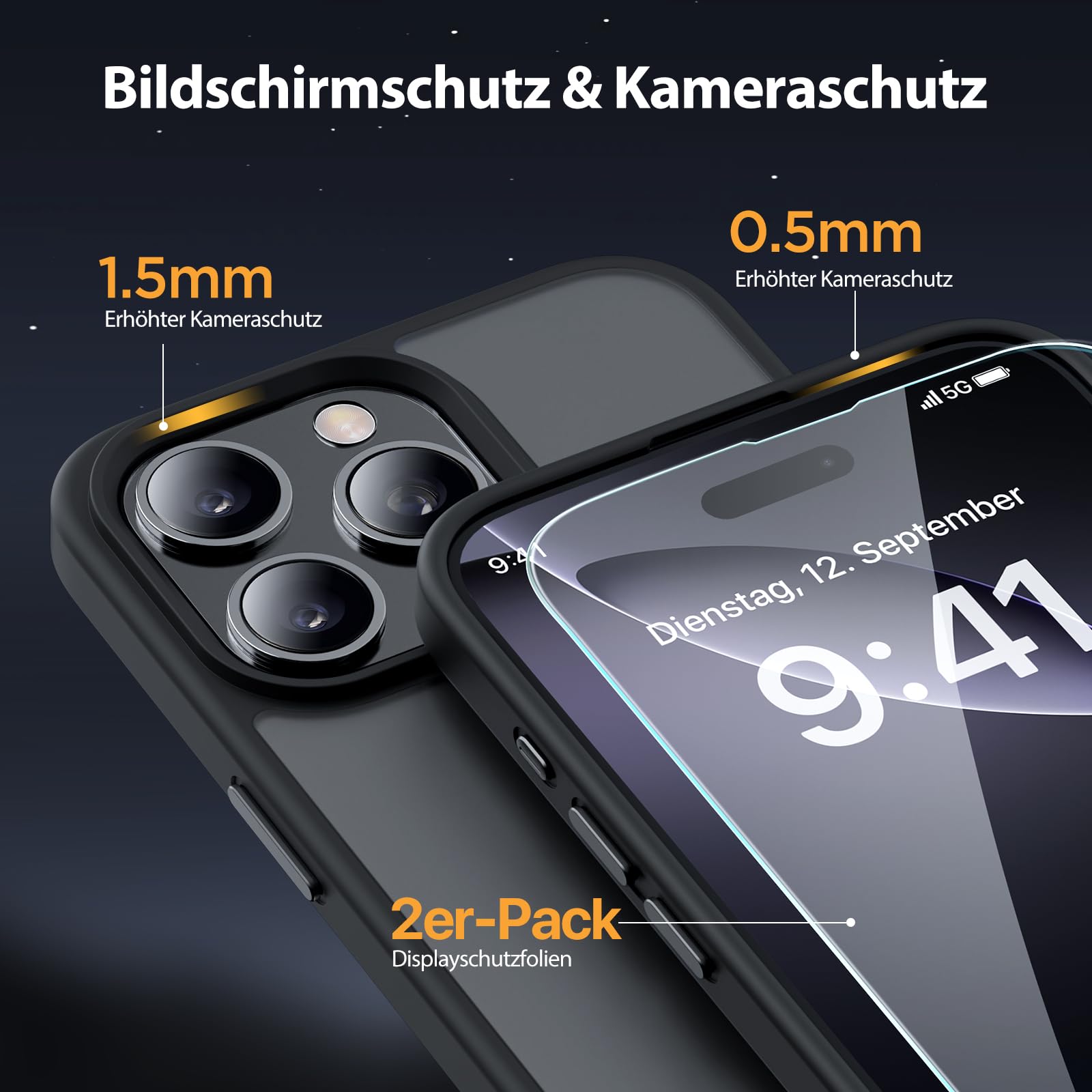 Miracase Magnetic for iPhone 16 Pro Max Case 6.9'' [Compatible with MagSafe] Full-Body Phone case with Built-in Glass Screen Protector& Camera Protector,Drop Proof 16 Pro Max Cover,Black