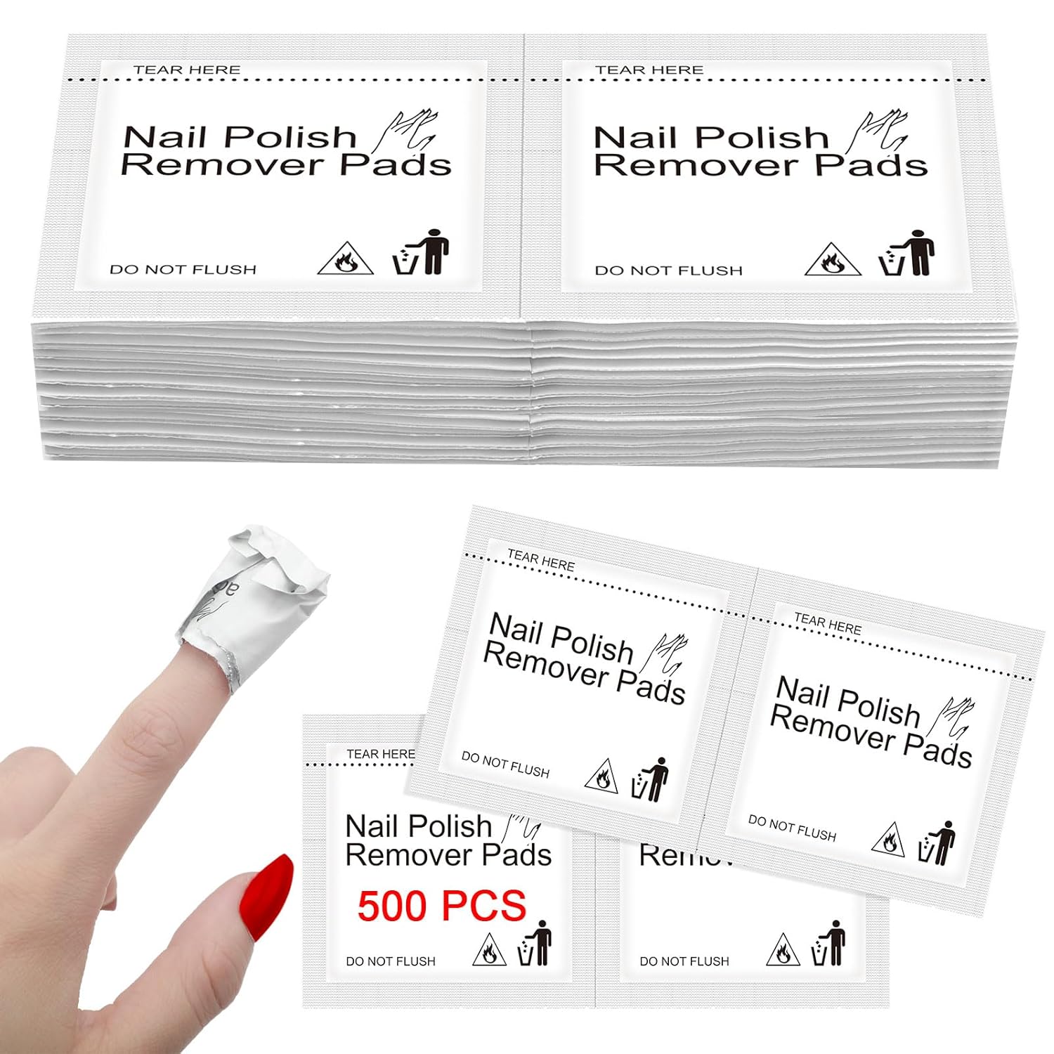 Dansib 500 Pcs Natural Nail Polish Remover Pads 2 Ply