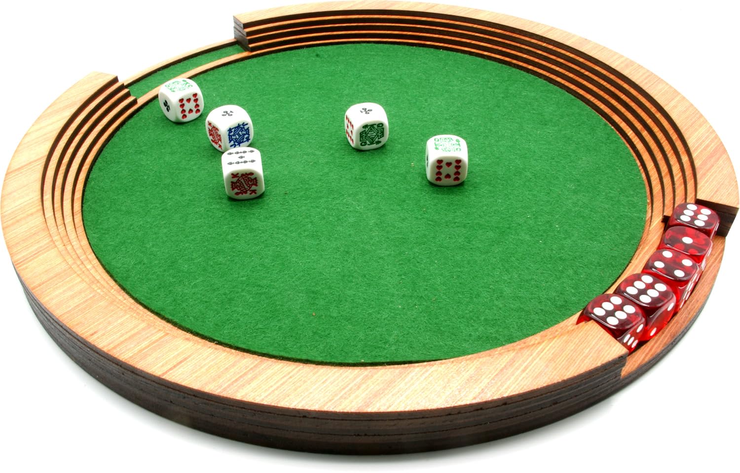 Made in Britain, Brimtoy Wooden Dice Tray - supplied with 5 standard dice and 5 poker dice