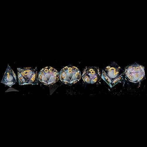 Miniatura 6 de DND - Juego de dados poliédricos de 7 piezas de borde afilado 100% hechos a mano, juego de dados poliédricos de Calabozos y Dragones, juego de dados