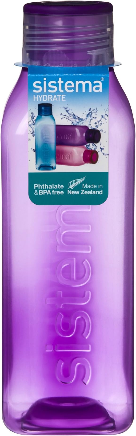 Sistema Hydrate 725ml Square Drink Bottle Purple