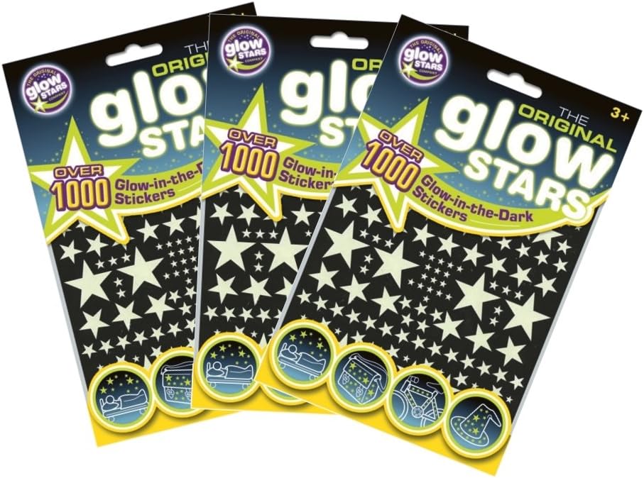 3xThe Original Glowstars - Glow-in-the-Dark Stickers, 1000 Pieces