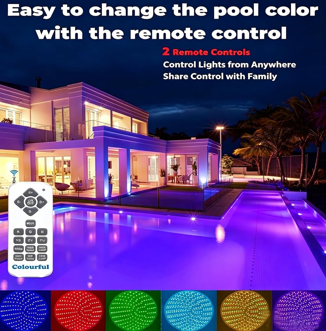 LED Pool Light Bulb for Inground Pool,60W E26 Base 12V Low Voltage Color Changing Pool Lights,16 Modes + Wall Switch Control, Energy Saving Replacement for Hayward Fixtures/Blue