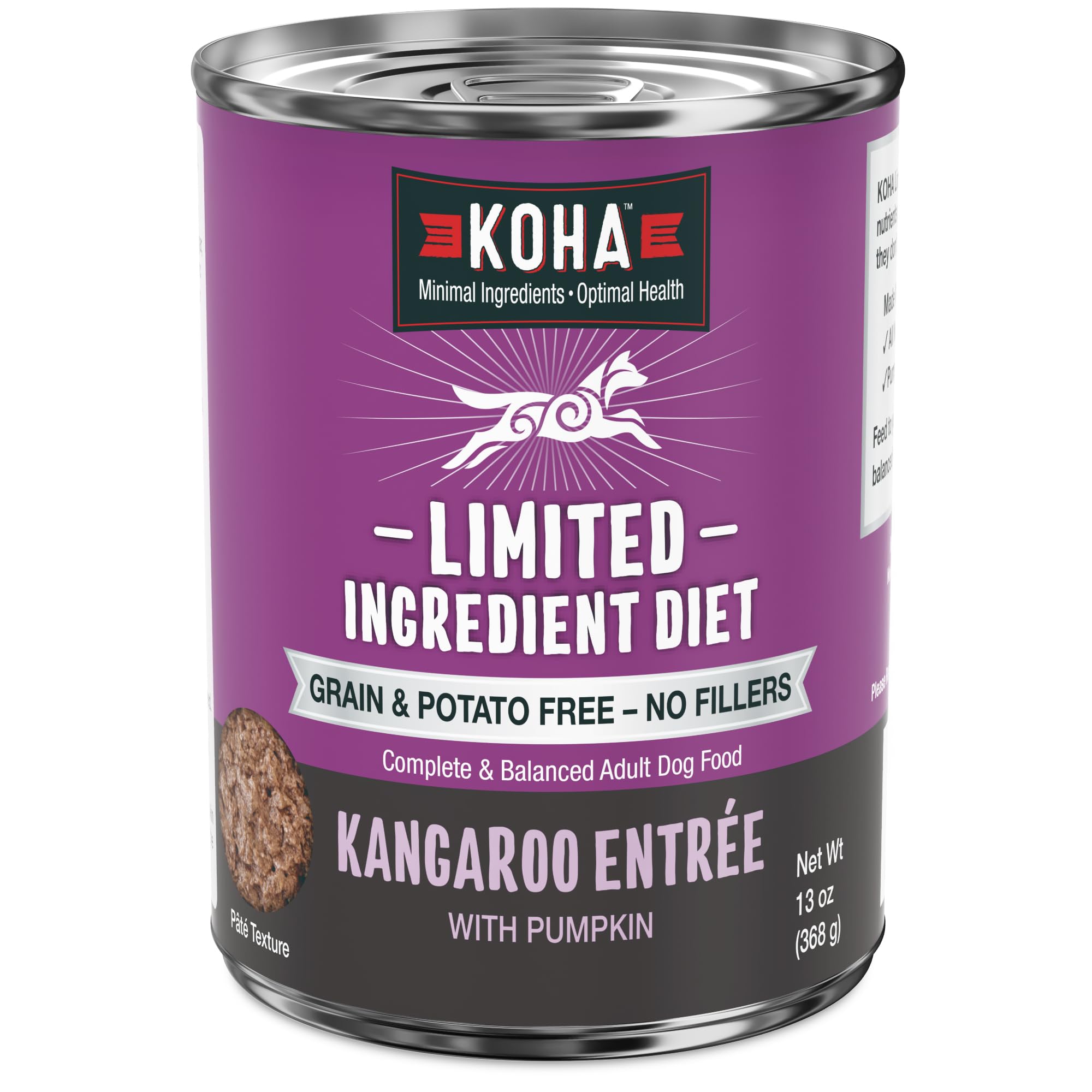 KOHA Limited Ingredient Diet Kangaroo Entrée for Dogs - Grain Free Wet Dog Food with No Fillers - Sensitive Stomach Kangaroo Dog Food - 13 oz Pack of