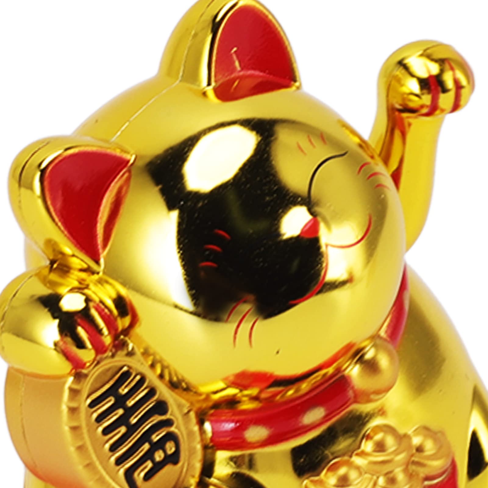 Solar Powered Lucky Waving Cat, Chiński Wealth Lucky Cat Waving Arm Solar Fortune Cat Statue, Beckoning Waving Arm Fortune Lucky Cat for Decorating Front Desk Car Business Opening (Złota Torba Błogosławieństwa)