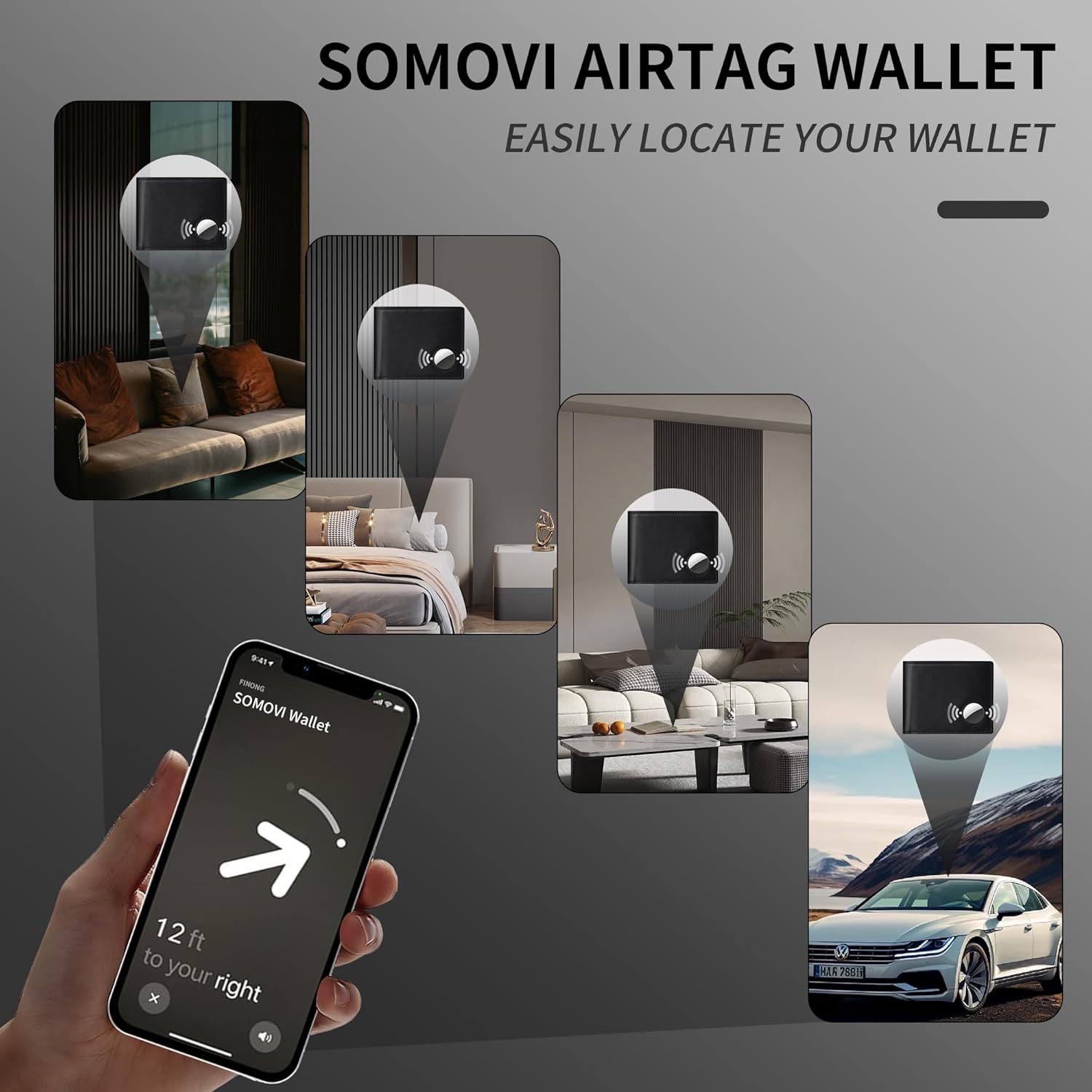 Mens Wallet with AirTag Holder, Genuine Leather Bifold RFID Blocking Wallet for Men - 2 ID Window 13 Cards Holders 1 Gift Box, AirTag Not Included - Image 5