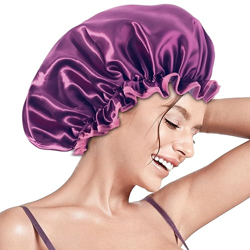 Miniatura 17 de Aquior Large Shower Cap, Shower Cap for Women Reusable Waterproof, Bath Hair Cap for All Hair Lengths,for Ladies, Men and Kids (Flower)