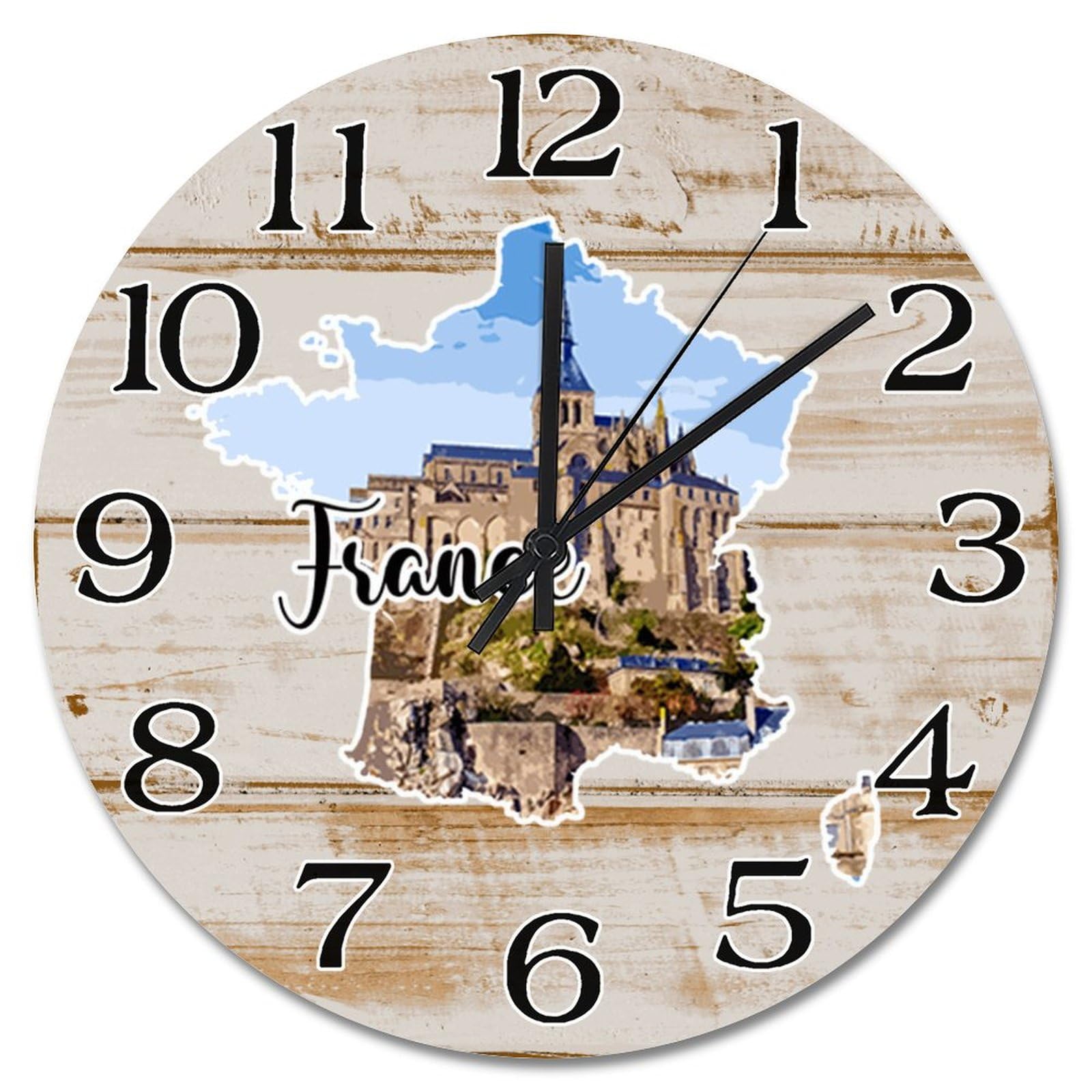 Horloge carte de la France 38 cm pour une décoration style ferme