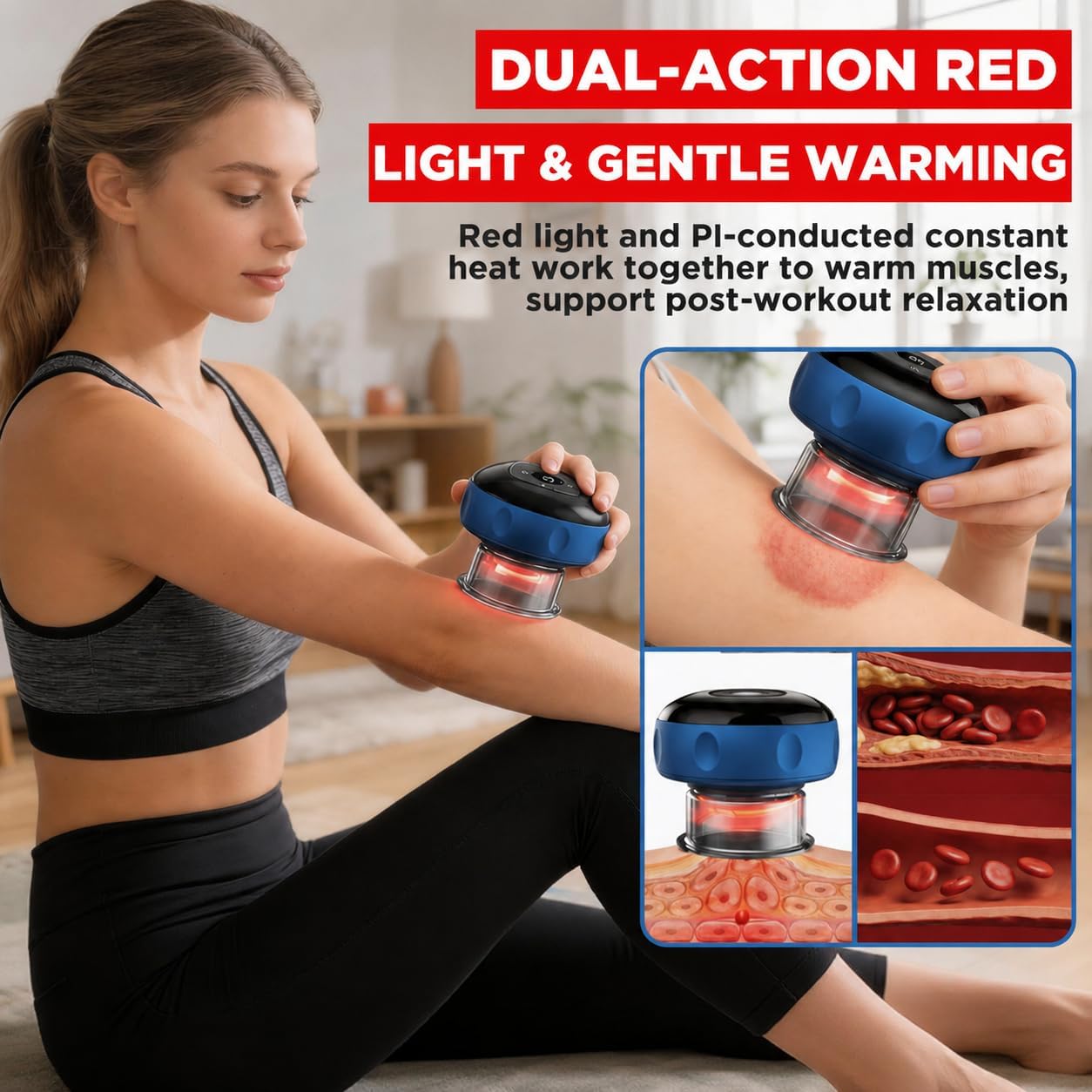 Smart Cupping Therapy Massager Device, 6 Levels Dynamic Cupping Kit for Massage Therapy, Electric Cupping Set with Red Ligh-t for Muscle Comfort & Relief, Adjustable Suction & Heat