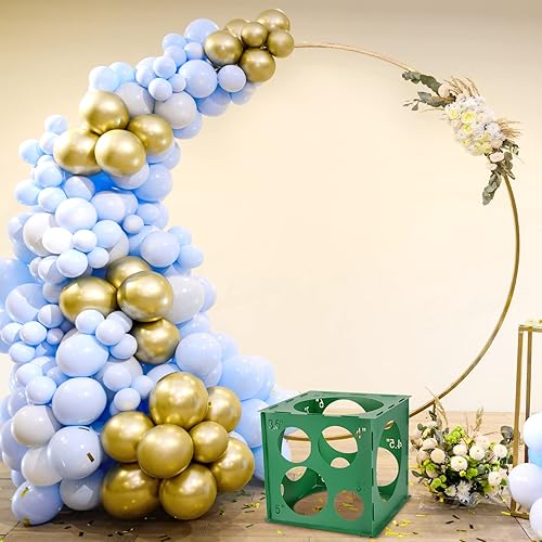 Miniatura 5 de Pllieay Cubo de medición de globos de 14 agujeros, caja de medición de globos de plástico verde, herramienta de medición de globos plegable con