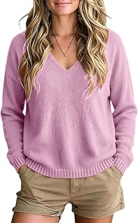 Cashmere Sweaters for Women Oversized V Neck Long Sleeve Sweater
