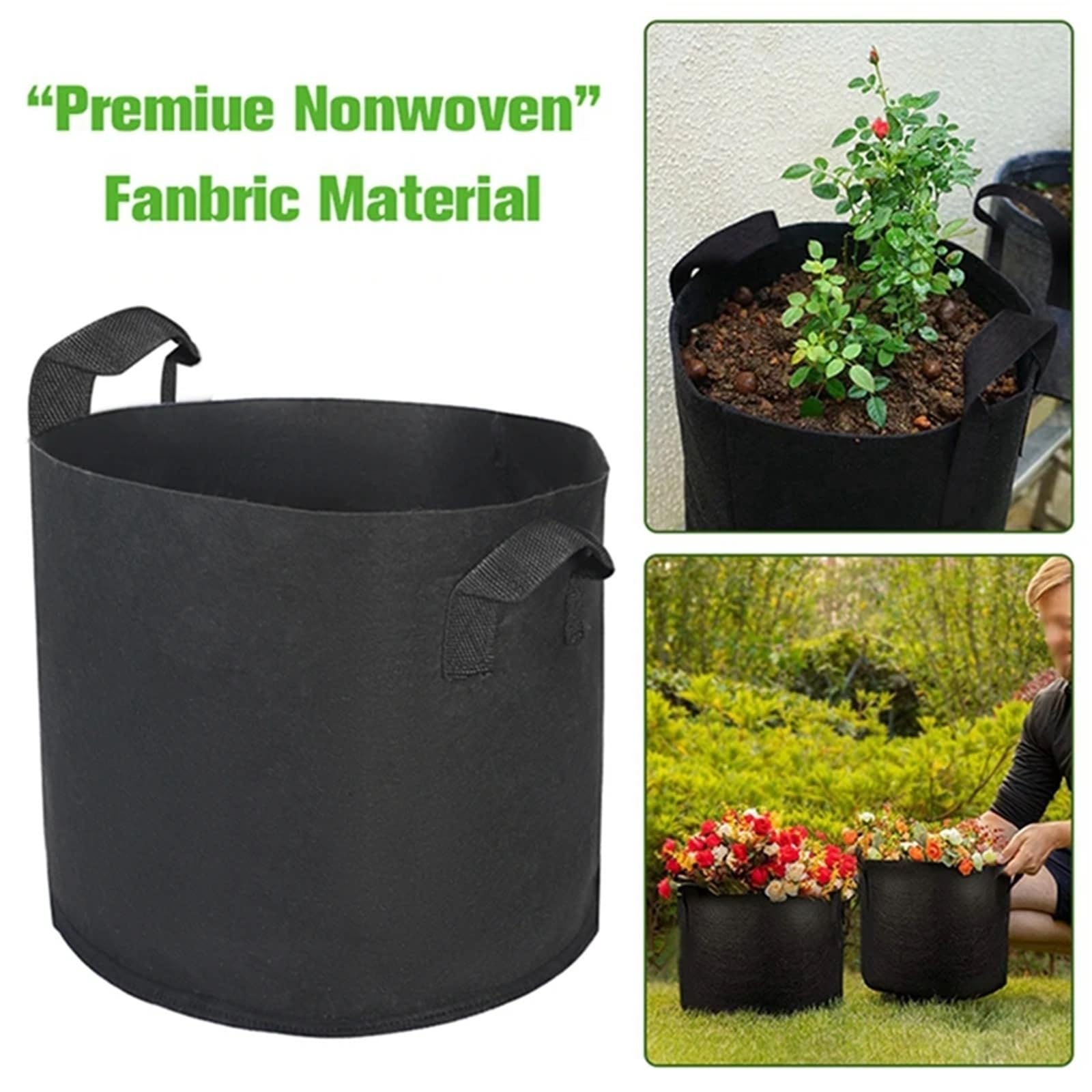 Sacs de Culture Plantes, 2 pièces, 5/10/50 gallons, Sac semis en Tissu, Grand Non tissées, Pots légumes et Pommes Terre, Pochette conteneur pour Plantes(30x35 5pcs)