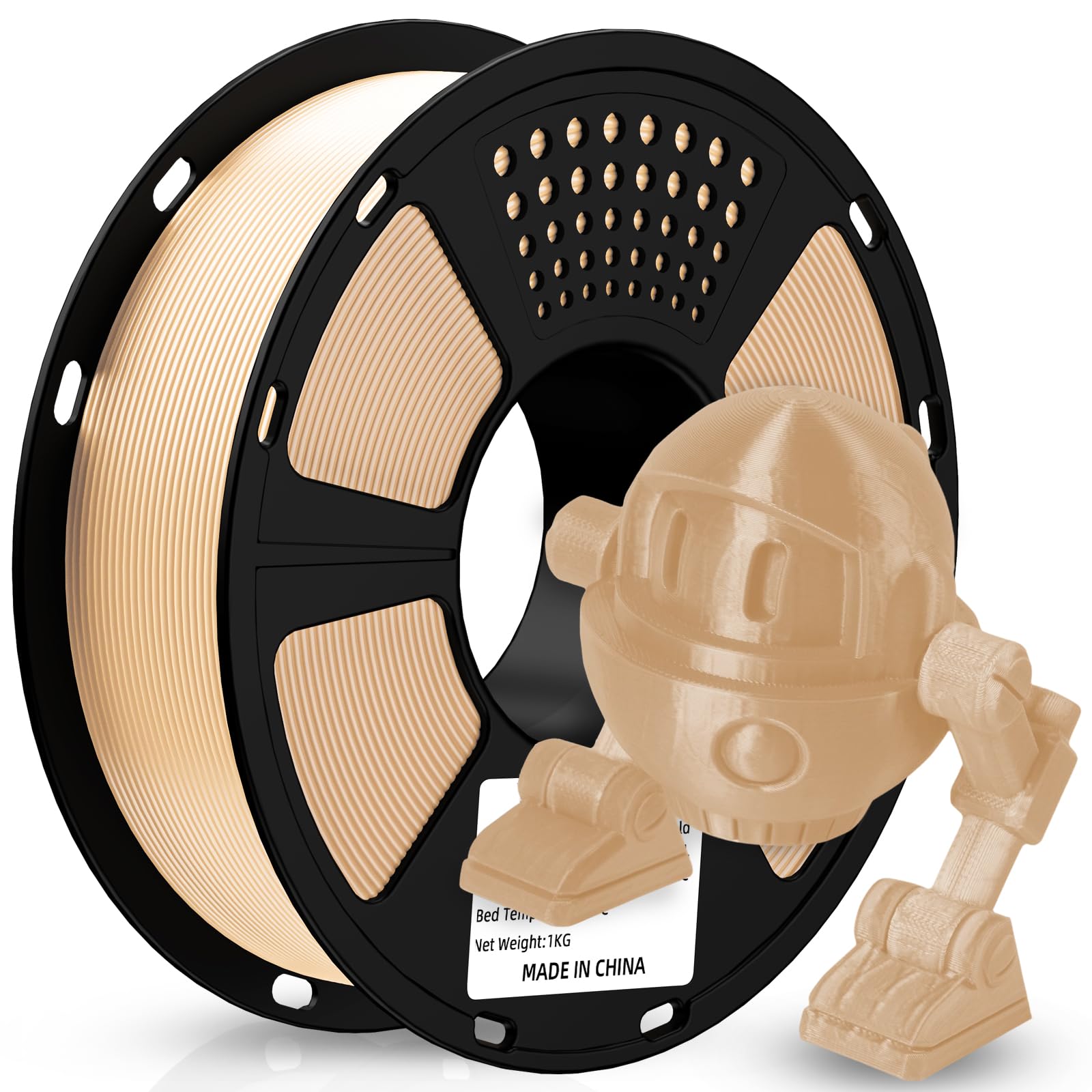 GEEETECH Upgrade PLA-Filament für 3D-Drucker 1,75mm +/- 0,02mm New Sand Gold, Spule 1kg