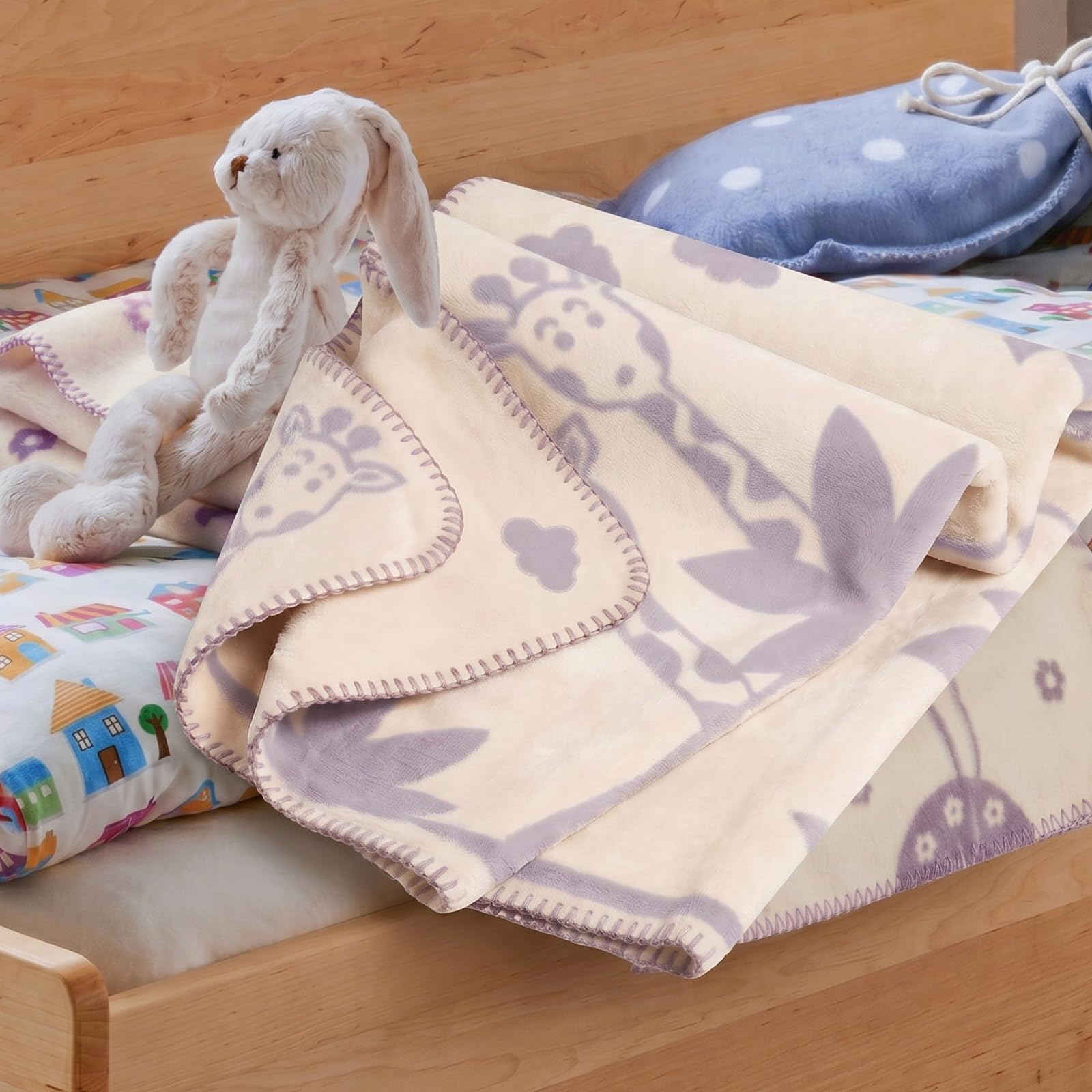 allnatura warme Kinder Kuscheldecke Cotona-Leoni 75x100 cm Made in Germany Grau – 100% nachhaltige Bio-Baumwolle, GOTS-Zertifiziert, Löwen- und Giraffen-Motiv, Kinderwagen, Boden, Spiel, Entspannung