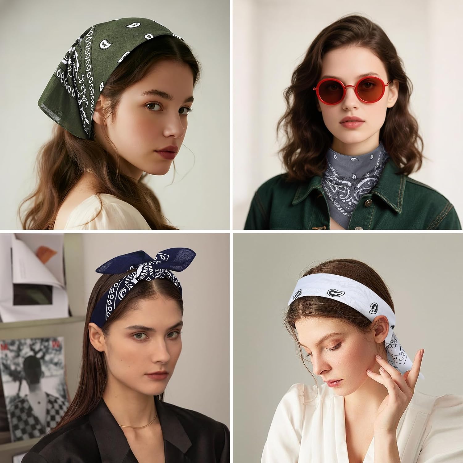 Mochabao 100% Cotton 27 x 27 inches Large Bandanas, Set of 6