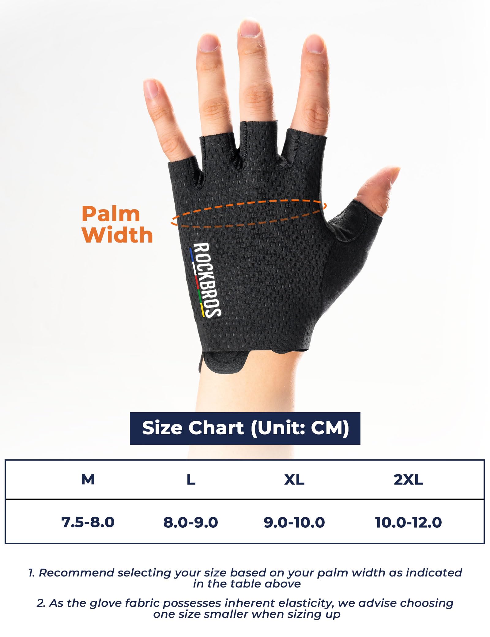 ROCKBROS Road to Sky Guantes de Ciclismo para Hombre con Palma SBR, Guantes Dedos Cortos para Bicicleta Montaña Carretera en Verano