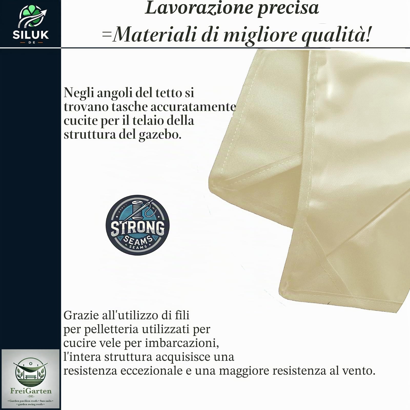 Tetto di ricambio per gazebo 334x334 cm sabbia anticata impermeabile Panama PCV Soft 370 g/m² modello 10 beige