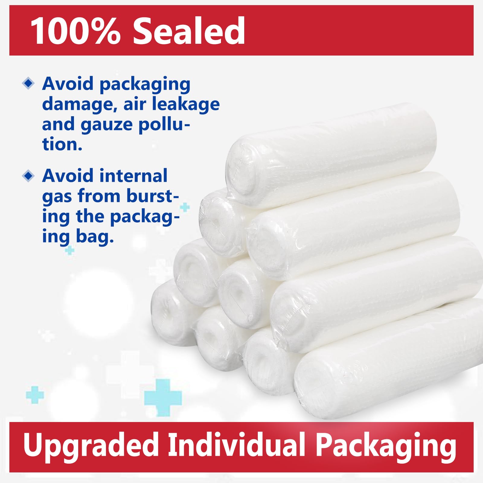 YesBes 40 Pack Gauze Rolls, 3 in x 4.1 Yards, Premium Gauze Wrap Roll for Wounds, Bandage Wrap Rolled Gauzes, Mummy Wraps, Individually Wrapped — Amazon image 4