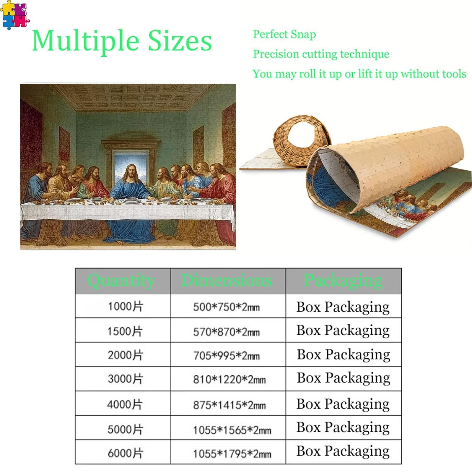 House The Last Supper Puzzle – 5000 puzzli dla dorosłych – tylna strona zawiera przewodniki z drukowanymi literami – elementy pasują do siebie przytulnie – drewniane puzzle dla dorosłych 150 x 100 cm