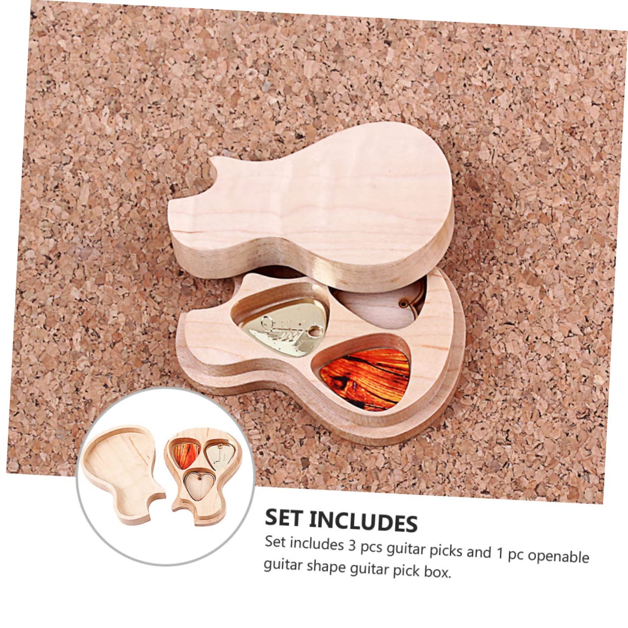 Toddmomy Porta Plettri Per Chitarra in Legno Di Acero Scatola Per Plettri Inclusi Per Chitarra