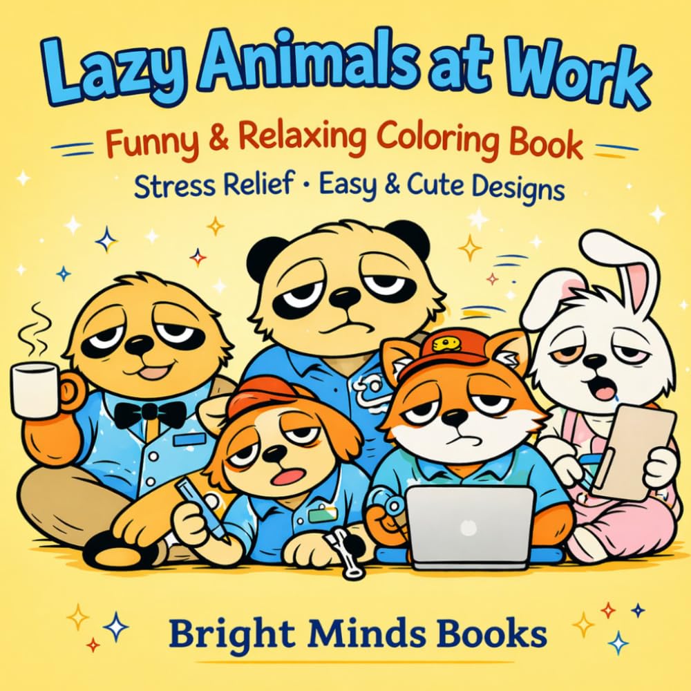 Lazy Animals at Work: A Funny & Relaxing Coloring Book with Cute Lazy Animals in Silly Jobs for Stress Relief and Creative Fun