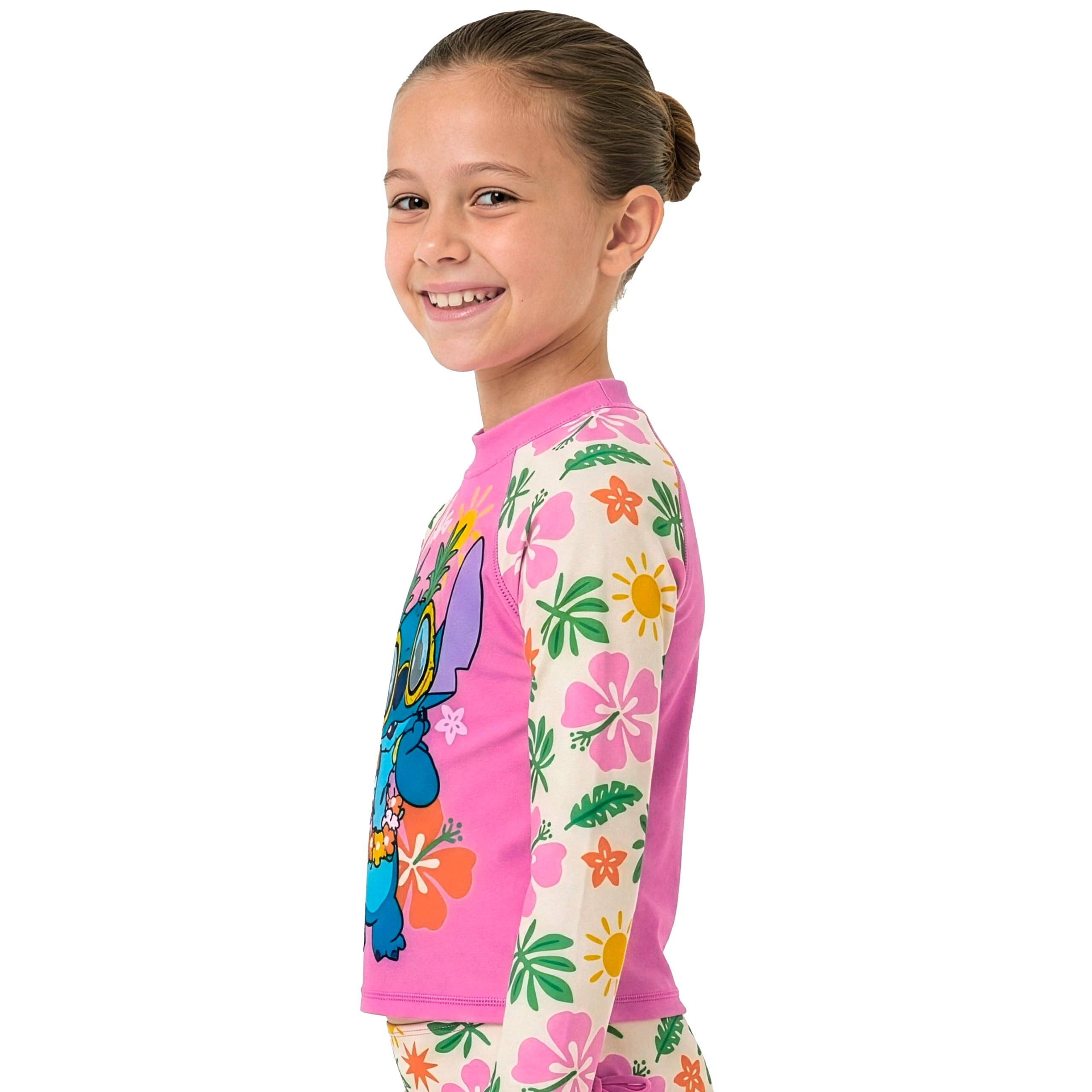 Disney Maillot de Bain Filles Lilo et Stitch, Maillot De Bain Piscine 2 Pièces Lilo à Manches Longues avec Arcs, Stitch Vetement Fille
