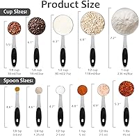 Vista 3 de Accmor 11 Piece Metal Measuring Spoons Cups Set, Premium Stainless Steel Stackable Tablespoons Measurement kit, Kitchen Gadgets Cups and Spoon for