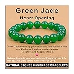 AD Beads Handmade Gemstone Stretch Elastic Bracelet Crystal Healing Reiki Nature\'s Beauty and Spiritual Essence Unisex (10mm, Green Jade (Heart Opening))