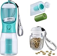 Vista 17 de Botella de agua para perros con contenedor de alimentos y soporte para bolsa de excrementos, cuenco de agua de viaje, dispensador portátil