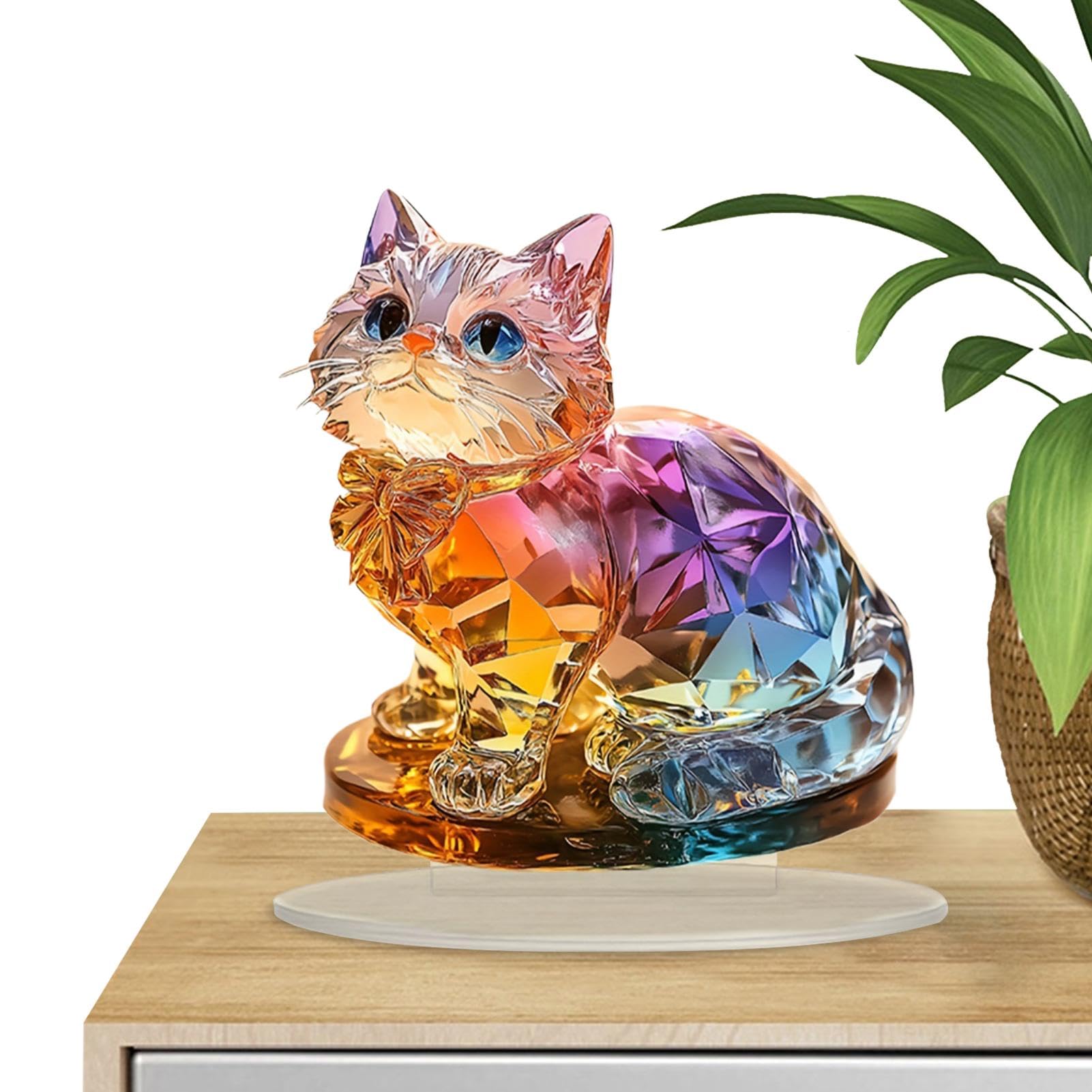 Figurine Décorative En Acrylique – Chat 2D Debout – Décoration De Bureau Ou Table – Design Mignon Et Moderne