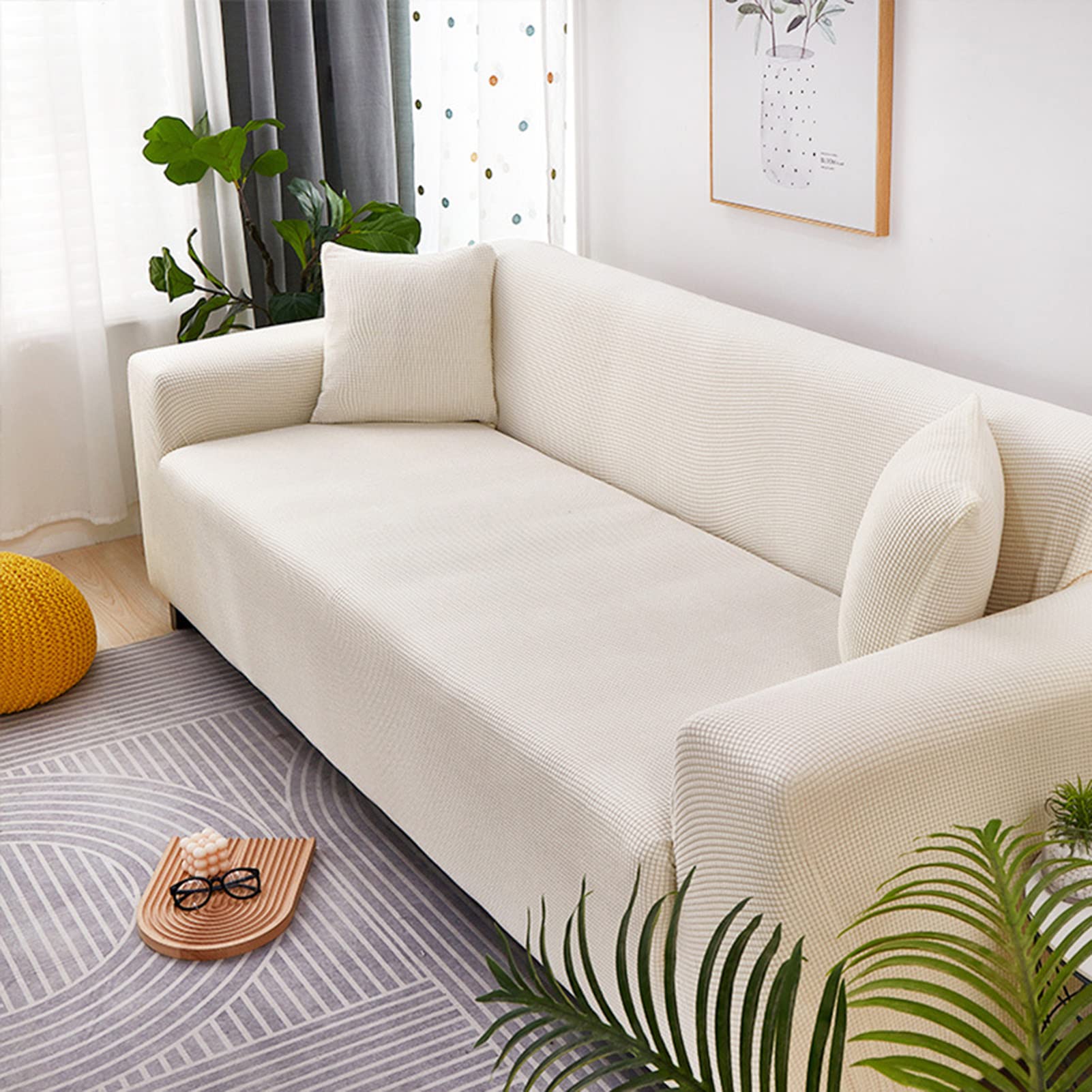 Housse de canapé extensible 3 places de 190 à 230 cm avec mousse antidérapante