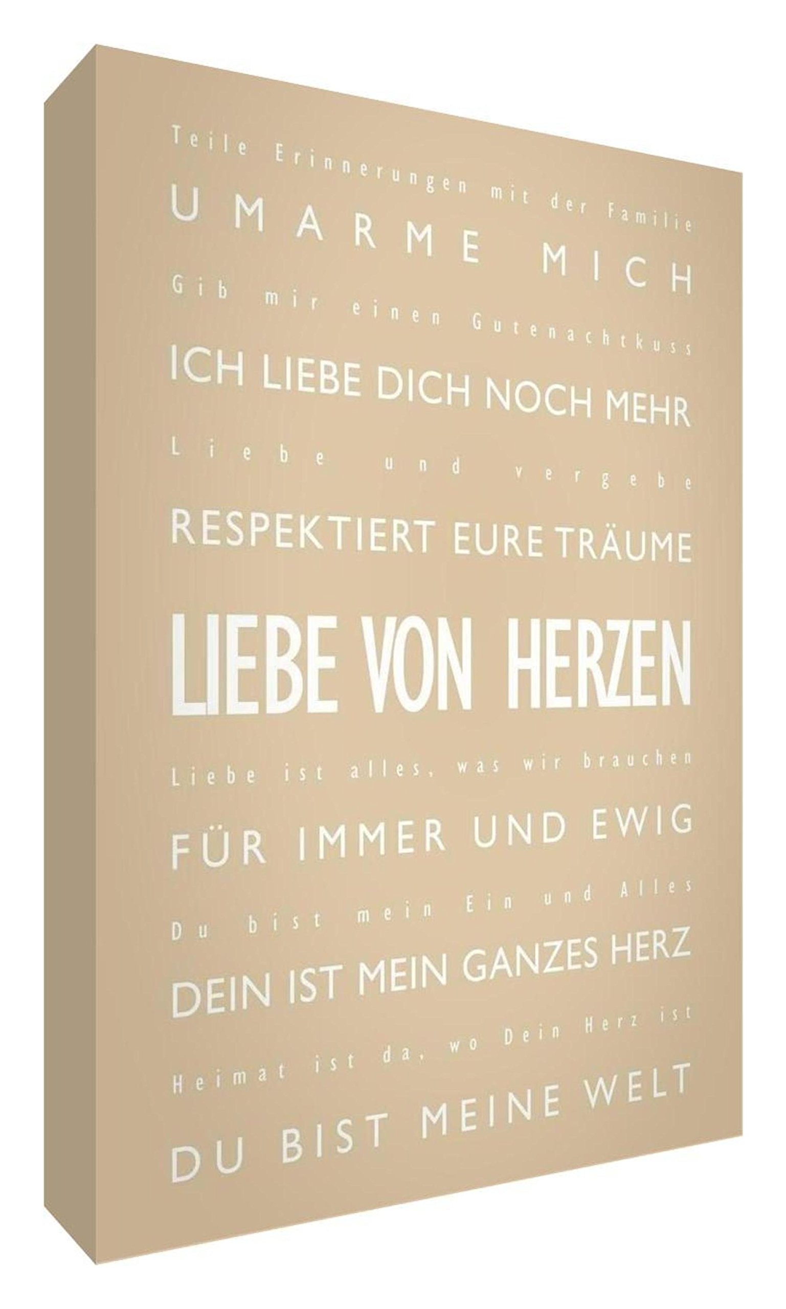 Feel Good Art Gallery Wrapped Box Canvas in Modern Typographic French Design (91 x 60 x 4 cm, Cream, Reve En Grand)