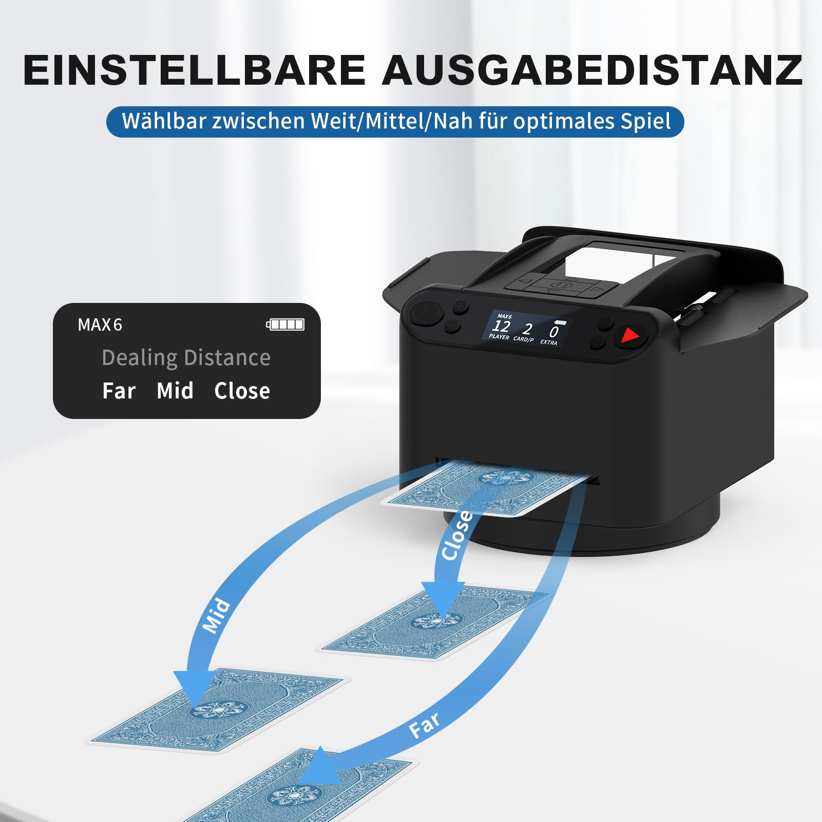 Automatischer Kartenmischer und Austeiler 2-in-1, unterstützt 1-2 Decks, 360° Rotation für 1-12 Spieler, inklusive 4 Fernbedienungen, ideal für Poker, Bridge, Rommé, Zubehör für Familienabende