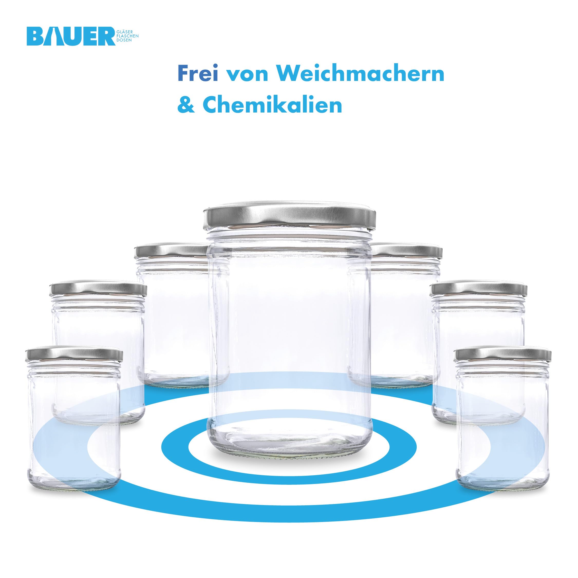 flaschenbauer.de - Tarros rectos (870 ml, con tapas Twist-Off TO100 plateados, 96 unidades, ideal para conservas, sopas y alimentos para bebés