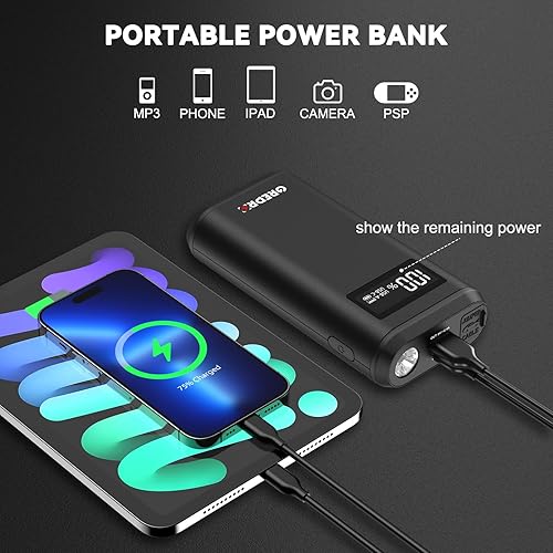 Miniatura 4 de GREPRO Arrancador de batería de automóvil, 3000 A portátil para motores de gasolina de hasta 10 L o 8.0 L diésel, caja de arranque de 12 V con