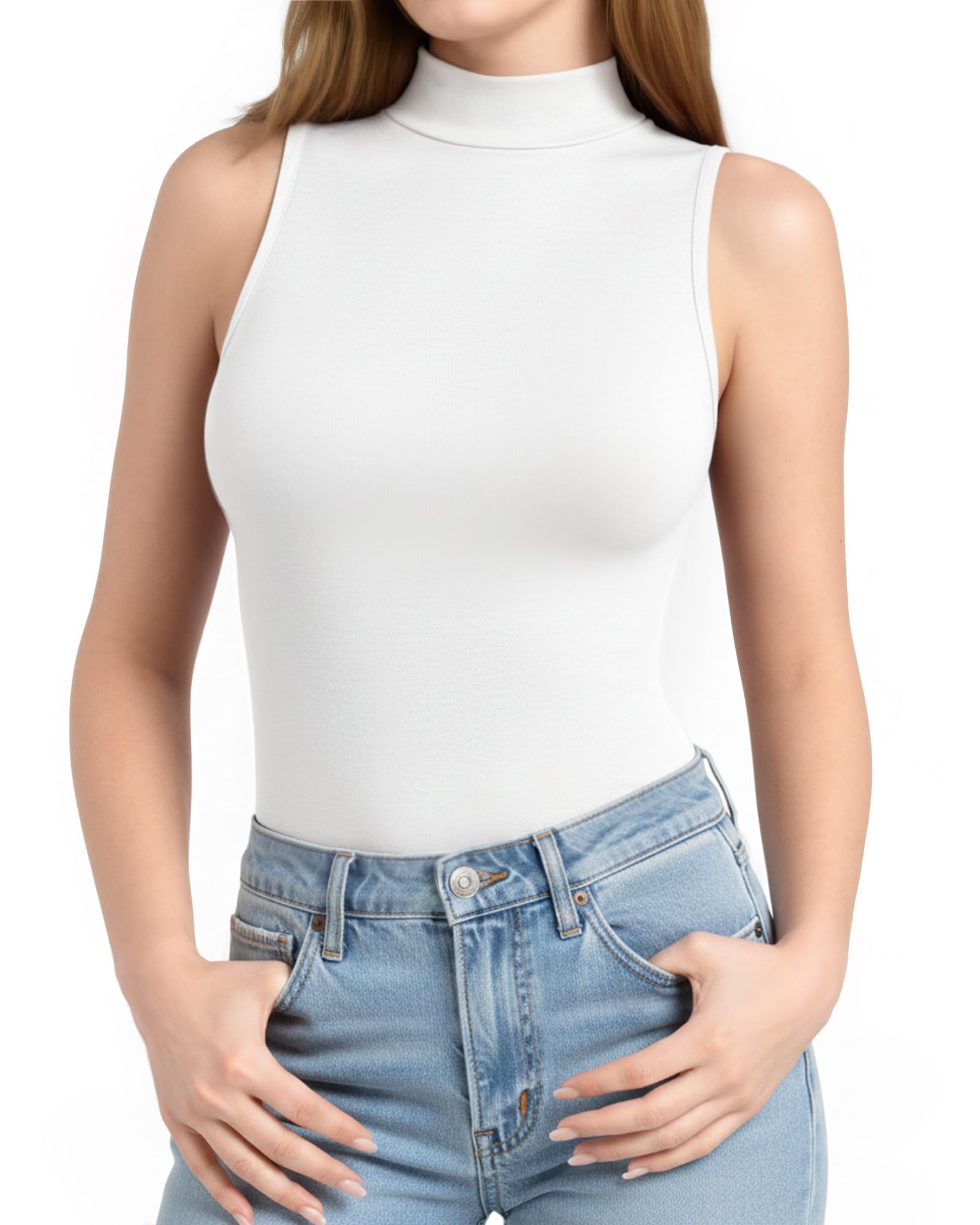 ALGALAROUND Body pour femme sans manches, col montant, manches courtes, débardeurs, t-shirt à manches courtes, col roulé, basique, sexy, combinaison pour femme, tenue d'été