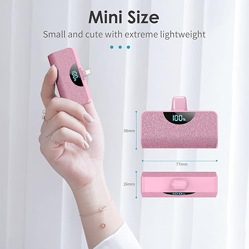 Miniatura 9 de Paquete de 2 Mini cargador portátil USB-C Power Bank de 5200 mAh pantalla LCD de 15 W PD de carga rápida cargador de respaldo compatible con Samsung